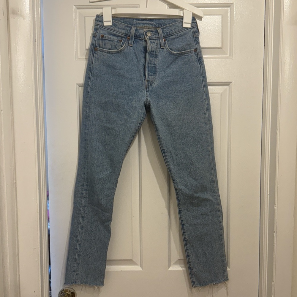 Levi's 501S Skinny Filiforme Button Fly Light Denim Size 25 Waist 28 Length
